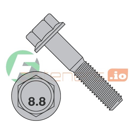 Class 8.8, M10-1.50 Flange Bolt, Plain Steel, 16 Mm L, 500 PK